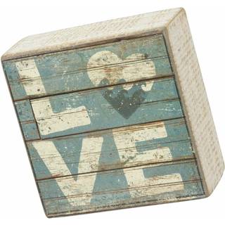 Primitiver af Kathy Love - Aqua Marine Mini Beach Plankboard Home D? Cor Sign Wood Paper Blue/White