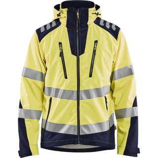 Blåkläder 4491 High Vis Softshell Jakke / High Vis Softshell Arbejdsjakke - 2XL - High Vis Gul/Marineblå