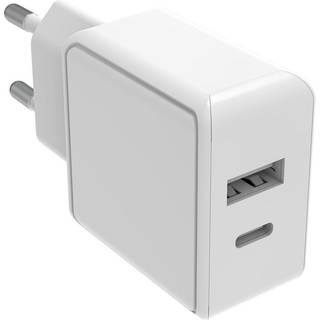 Smartline PD 20W Vægoplader m. 1 x USB-A & 1 x USB-C - Hvid