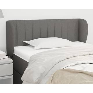 Sengegavl Med Kanter Stof - Mørkegrå / 93 x 23 x 78/88 cm