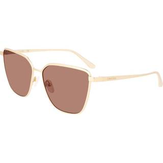 Calvin Klein Kvinde CK22104S 716 Solbriller Metal Guld Brun Firkantet Normal