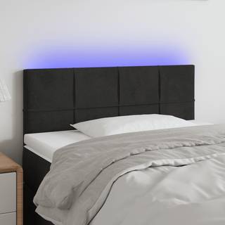 sengegavl med LED-lys 90x5x78/88 cm fløjl sort