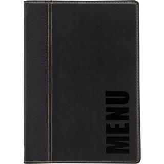 Securit Trendy menukort A5 med 4 lommer og sort omslag