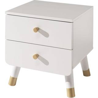 Sengebord Billy – hvid satin med 2 skuffer