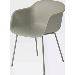 Muuto Fiber Spisebordsstol Dusty Green Armlæn Stål
