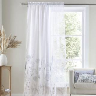Catherine Lansfield Catherine Lansfield White Meadowsweet Floral Voile Slot Top Sheer Panel Curtains