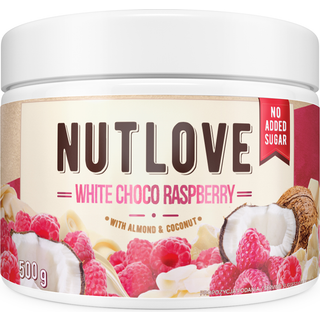 Nutlove, Hvid Chokolade Hindbær - 500g