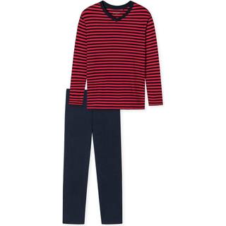 Schiesser Essenatials Pyjamas With Long Sleeve - Red/Blue - 50