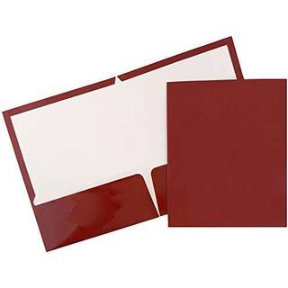 JAM PAPIR Lamineret to lommer blank skolemapper - Letter strrelse - Hjglans rdbrun rd - Bulk 50/ske