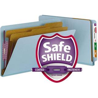 29781 SMEAD END TAB Farvede pressboardklassificeringsmapper med Safeshield Coated Fasteners 2 Dividers Legal Størrelse Blå 10/boks