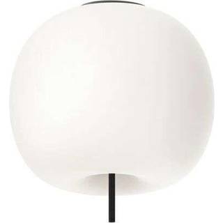 kdln loftlampe Kushi XL, sort/hvid, Ø 43 cm, glas