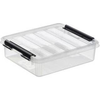 Plastkasse med låg klar 1l 21x17x6cm
