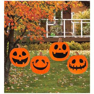 Halloween Jack-o-Lantern Kürbis Gartenstecker 4 St.