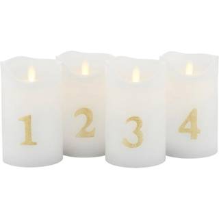 Sirius sara advent bloklys hvid/sølv sæt med 4 stk