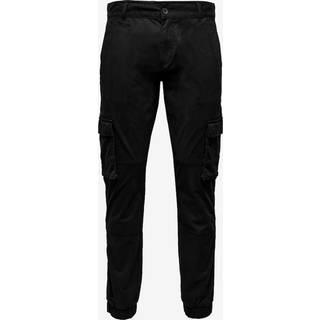 Only & Sons Cam Stage Cargo Cuff Pants Black