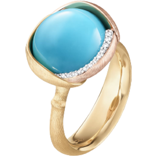 OLE LYNGGAARD COPENHAGEN Lotus 3, 18 kt. guld ring med turkis og brillanter