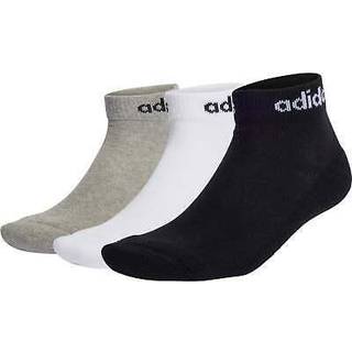 Linear Ankle Socks Cushioned sokker, 3 par - Medium Grey Heather / White / Black - 43-45