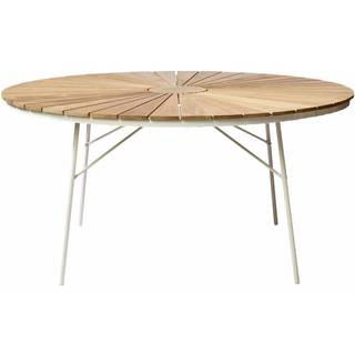 Kerteminde teak havebord Ø150 cm, hvidt stel