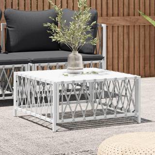 havebord 70x70x34 cm vævet stof hvid