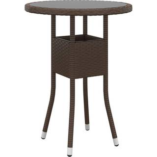 havebord Ø60x75 cm hærdet glas og polyrattan brun