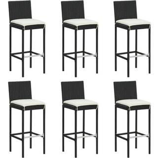 Barstole Med Hynder Polyrattan - Sort