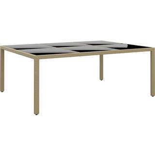 havebord 200x150x75 cm hærdet glas og polyrattan beige