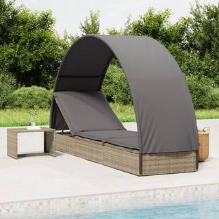 liggestol med rundt tag 211x57x140 cm polyrattan grå