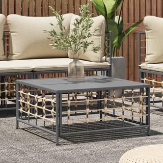 havebord 70x70x34 cm polyrattan antracitgrå