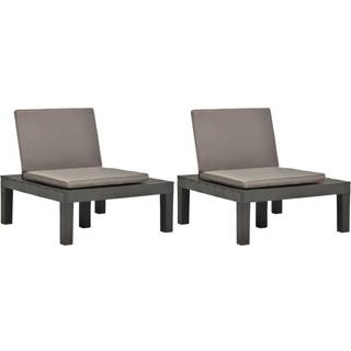 Havestole Med Hynder Plastik - 2 / Antracitgrå