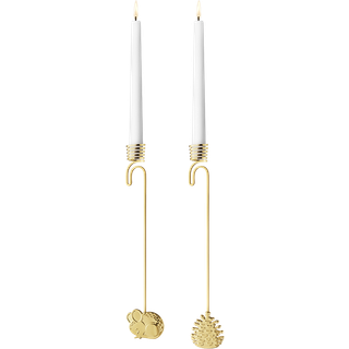 Georg Jensen lysholdersæt mus og kogle guld