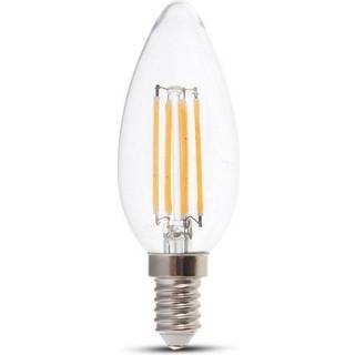 V-Tac 4W LED kertepære - Kultråd, varm hvid, E14 - Dæmpbar : Dæmpbar, Kulør : Varm