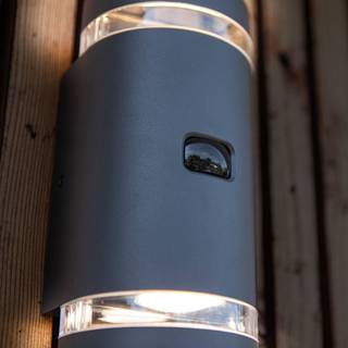 LUTEC FOCUS rund udendørs væglampe, 2 lyskilder, up/down, H23,5 cm, GU10, IP44, mørk grå