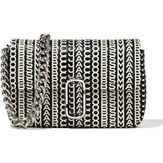 The Monogram Leather J Marc Skuldertaske, Sort/Hvid