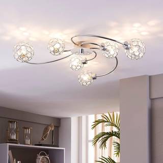 Lindby Tyron loftlampe, Ø 65 cm, krom, glas, metal