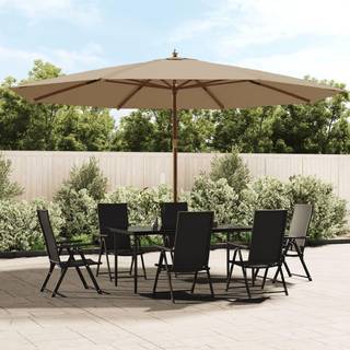 haveparasol med træstang 400x273 cm gråbrun