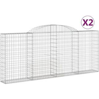 buede gabionkurve 2 stk. 300x30x120/140 cm galvaniseret jern