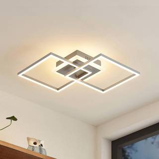 Lindby LED-loftlampe Fjardo, kantet, sølv, CCT, fjernbetjening