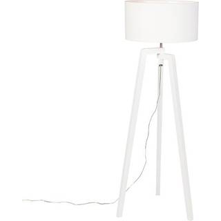 Gulvlampe Tripod Hvid Træ med Hvid Skærm 50 cm - Puros
