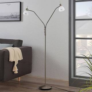 Lindby gulvlampe Gwendolin, 160 cm, nikkelfarvet, 2 lyskilder.