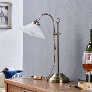 Lindby Otis bordlampe, antik messing, glas, 60 cm, E14