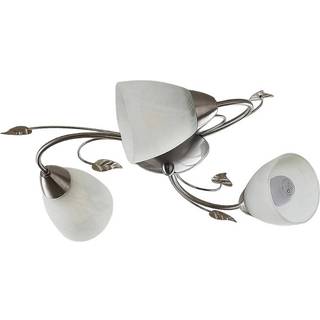 Lindby loftlampe Yannie, 3 lyskilder, 50 cm, nikkel/hvid, glas