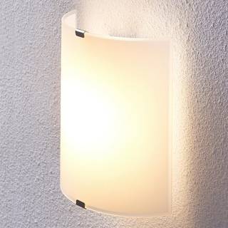 Lindby LED-væglampe Helmi, højde 21 cm, glas, halvcirkelformet