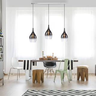 Moderne hanglamp chroom met smoke glas 3-lichts - Pilua