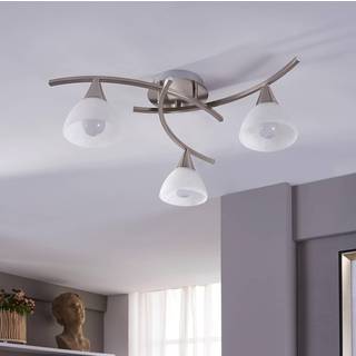 Lindby loftlampe Della, nikkel, Ø 58 cm, 3 lyskilder, E14