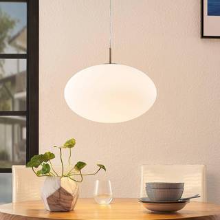Lindby hængelampe Sonika, Ø 40 cm, nikkelfarvet, glas, E27