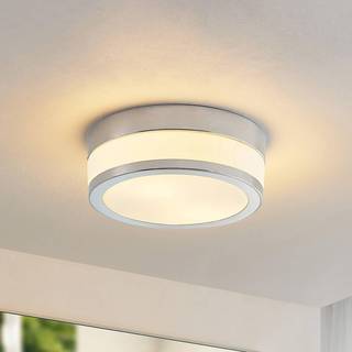 Lindby loftlampe Flavi, Ø 23 cm, krom, glas, IP44, E27