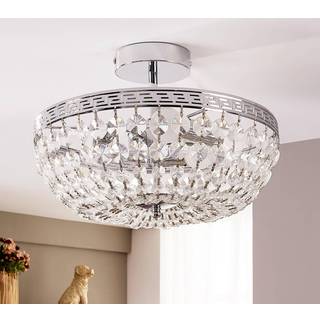 Lindby loftlampe Mondrian, 35 cm, krom, krystal