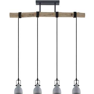 Lindby hængelampe Amilia, træ/beton, 4 lyskilder, 90 cm, GU10