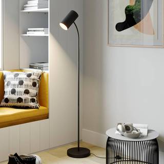 Lindby gulvlampe Karoli, sort, 156 cm, metal, fleksibel arm