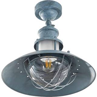 Lindby Louisanne loftlampe, grågrøn, metal, Ø 35cm